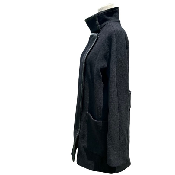 Madewell Zip Front Long Sleeve Wool Blend Vegan Leather Trim Coat - Picture 5 of 13